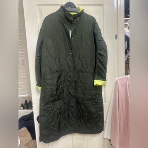 Reversible Lou and Grey Quilted Green Coat with Yellow Accents nwt
